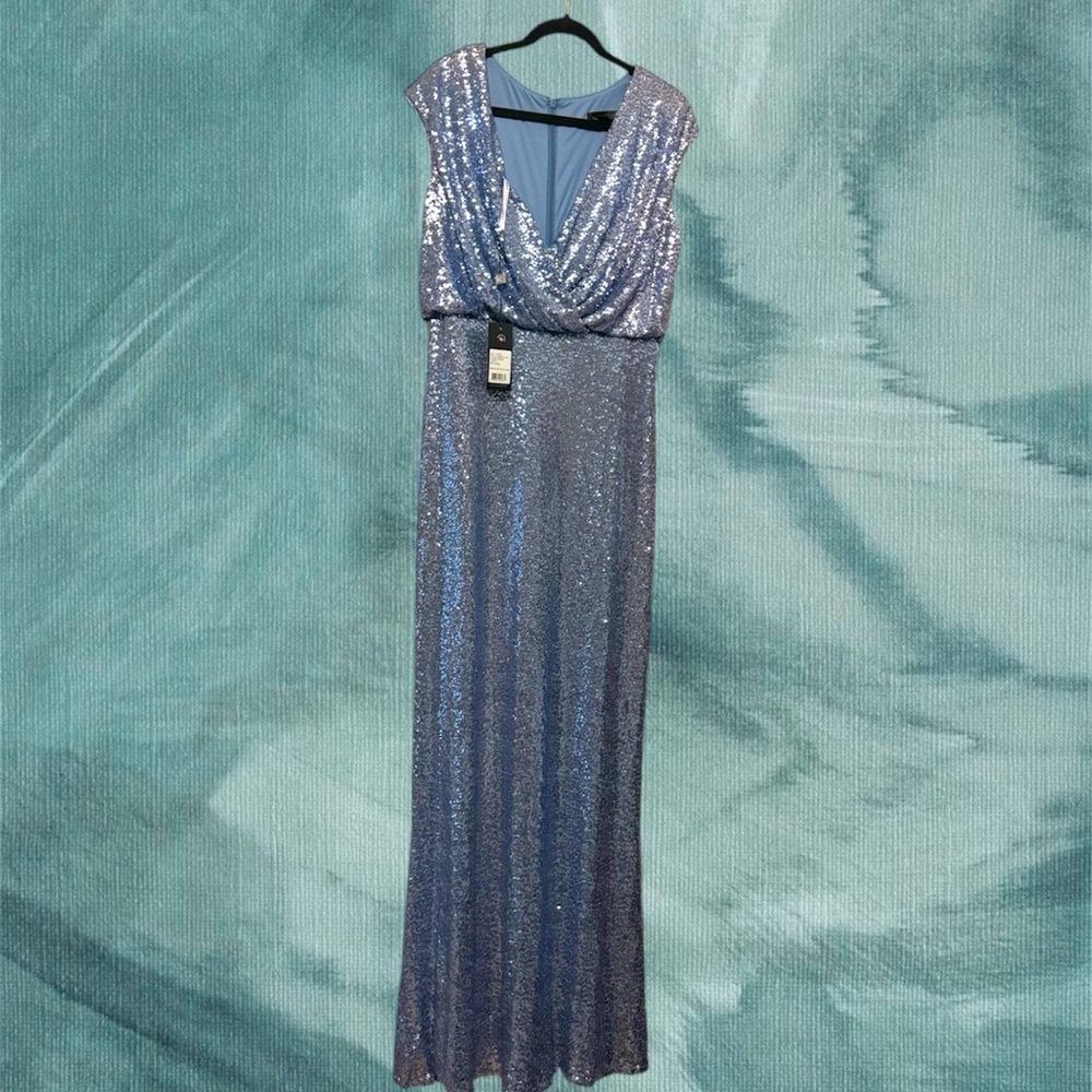 tadashi shoji sequined blouson gown